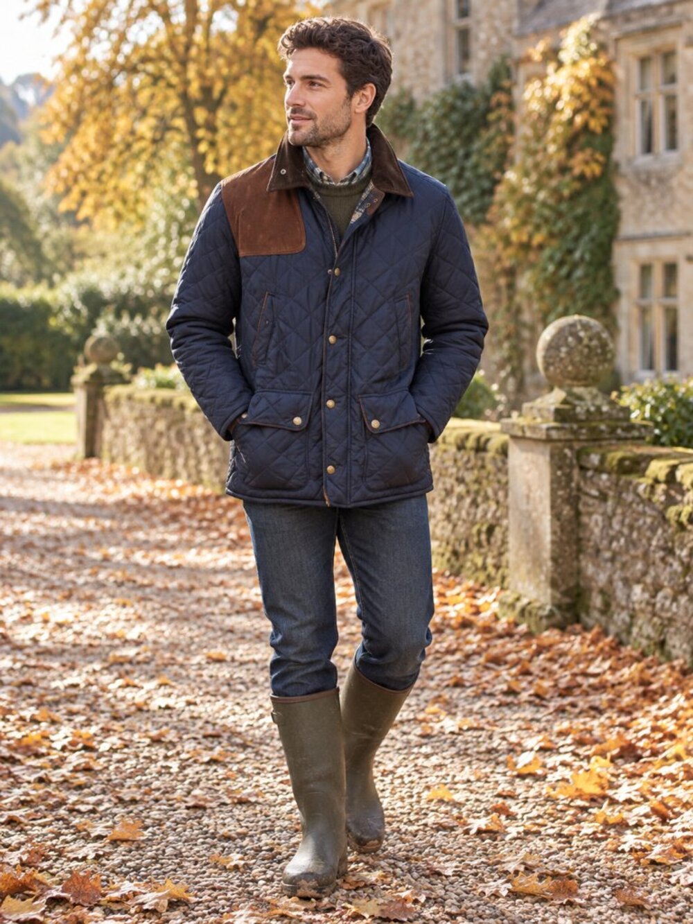 POLO RALPH LAUREN RARE Men’s Hunting Parka Quilt Leather Lined Navy Jacket L